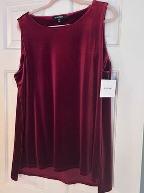 NWT Ellen Tracy Sleeveless Velvet Tank Top - Wine XL